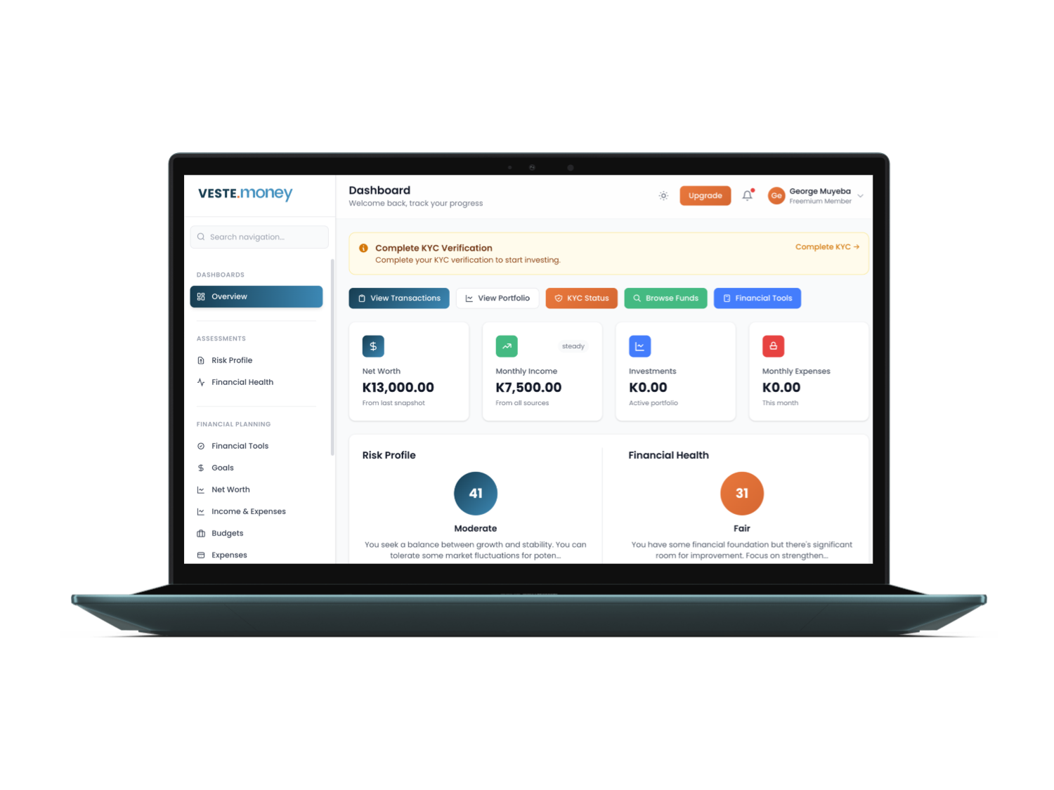 Veste Money Dashboard